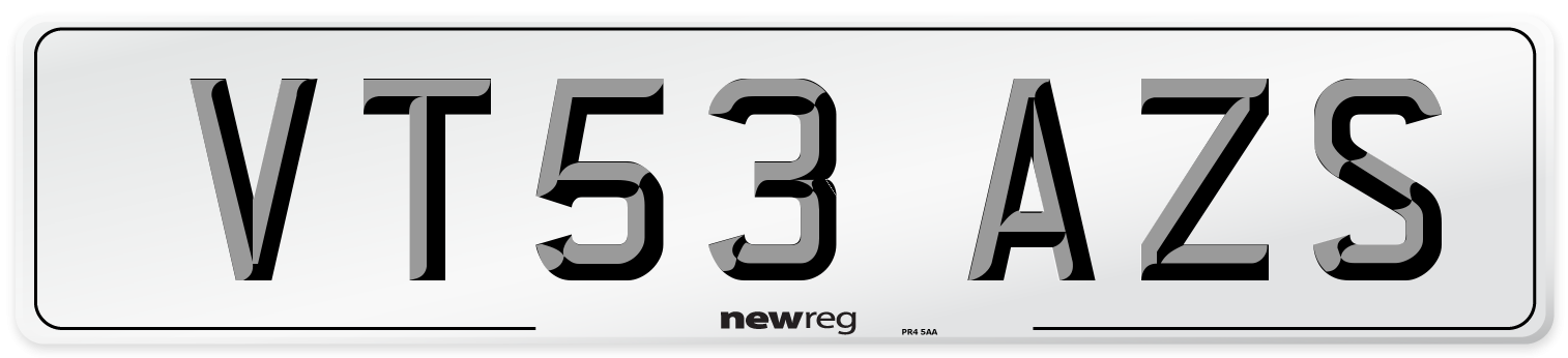 VT53 AZS Number Plate from New Reg
